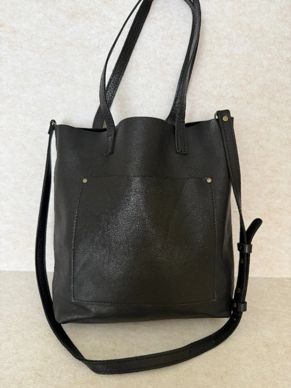 Portland Leather Goods PLG OG Full Size Crossbody Tote FSCB in Pebbled Black EUC